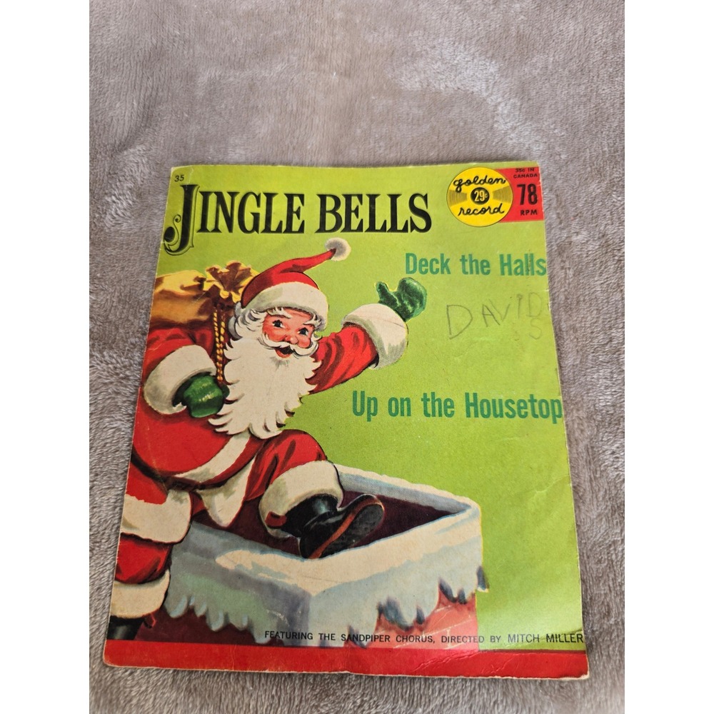 Vintage Golden Records Jingle Bells 78 RPM Yellow Vinyl Mitch Miller R35A R35B
